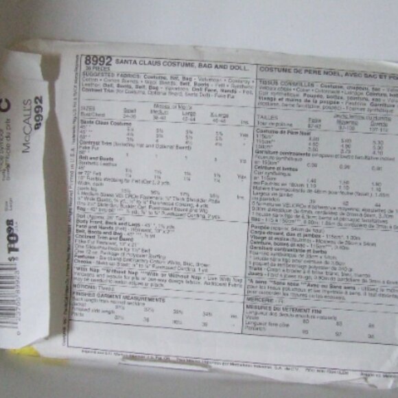 Santa Claus costume sewing pattern uncut McCall's Christmas Pere Noel vintage - Picture 2 of 8